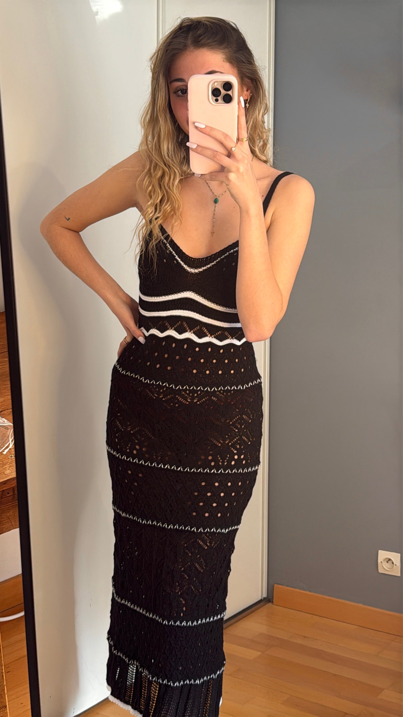 Robe " Plage" en crochet - Noir
