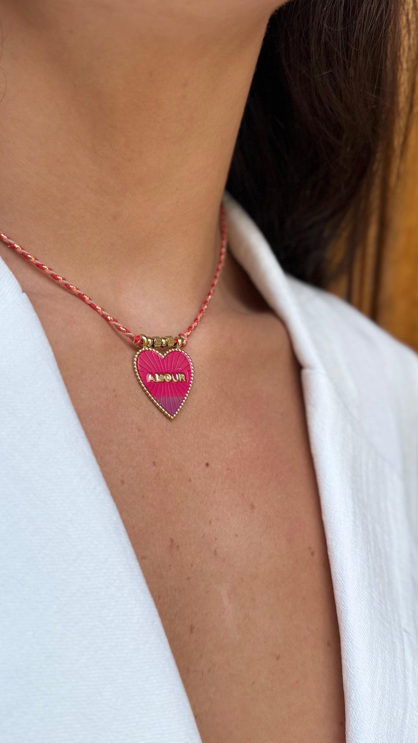 Collier " amour " - Rose