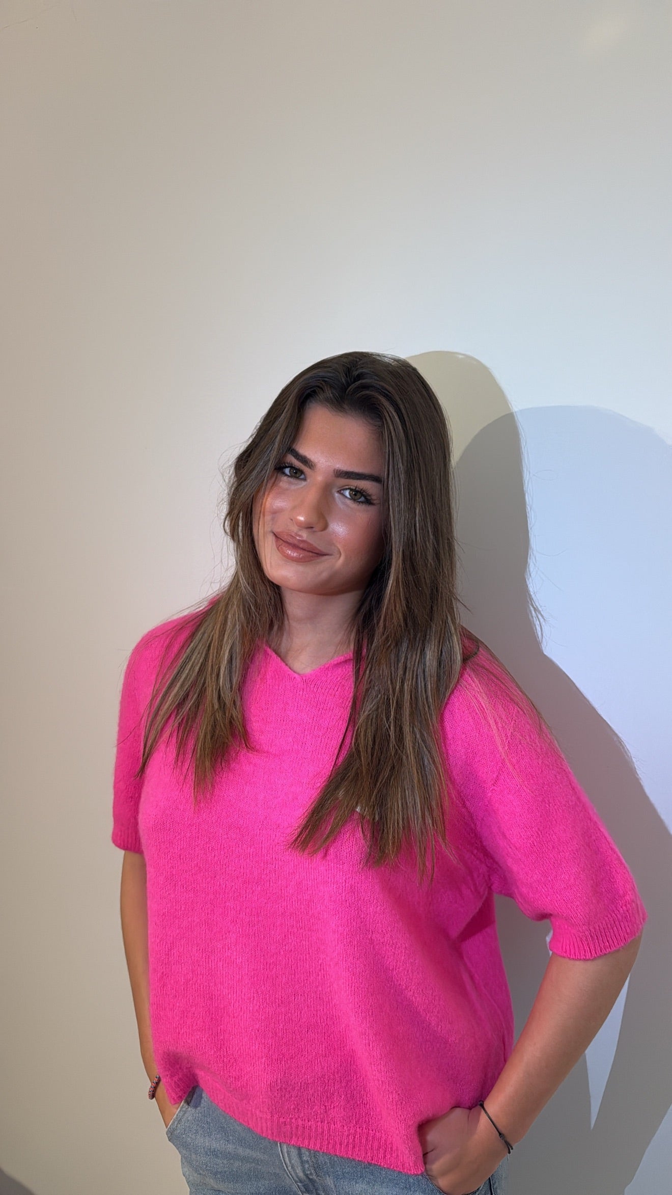Pull " rentrer" - fuchsia vif