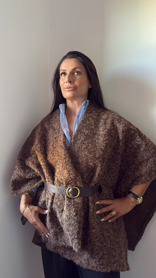 Cape " Ysé" - marron avec ceinture
