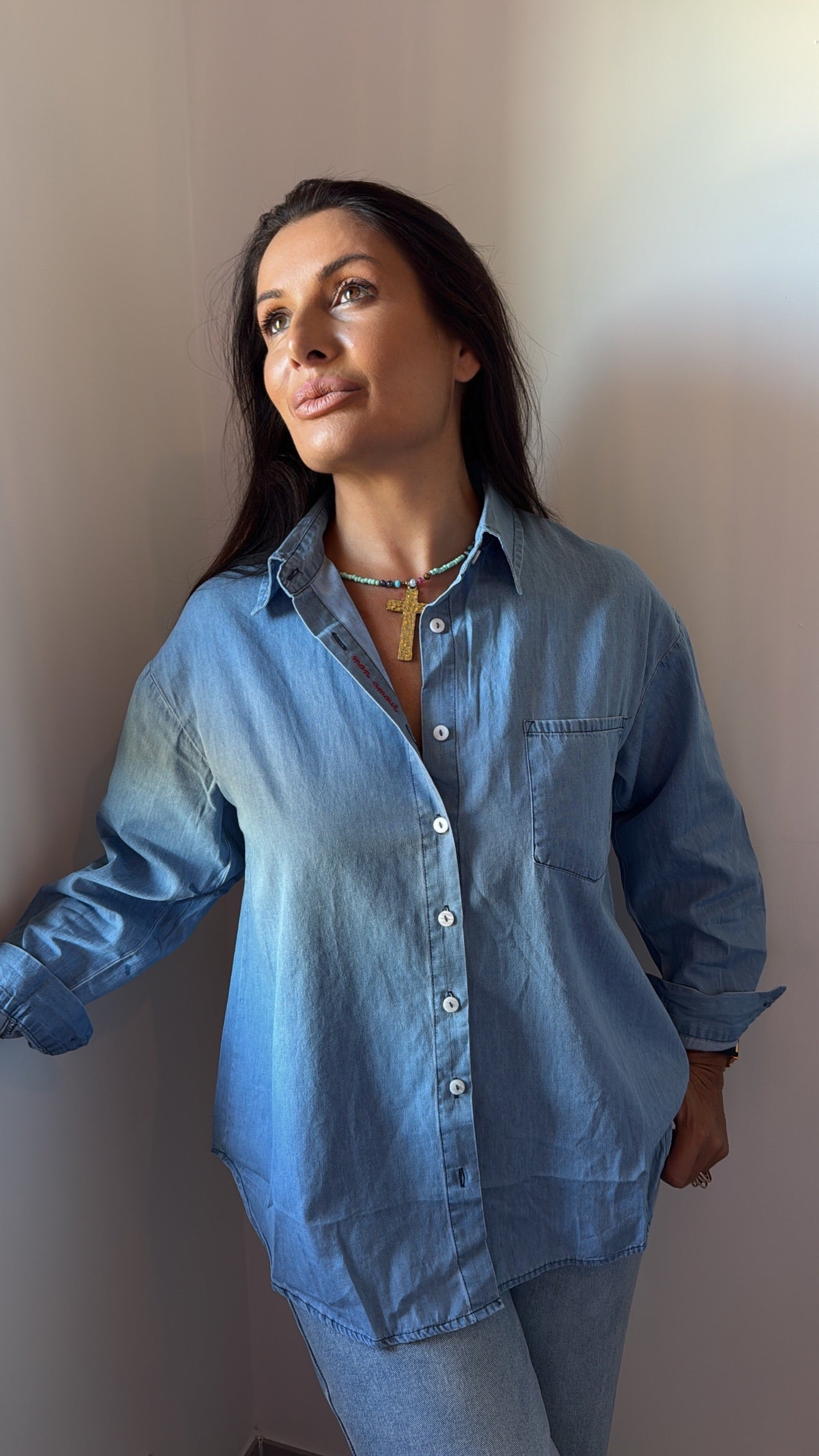 Chemise en jean "mon amour"