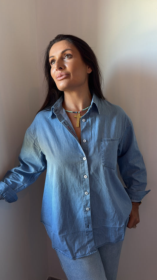 Chemise en jean "mon amour"